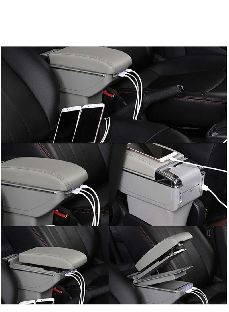 Multipurpose Automatic Armrest Box – Universal Fit for All Cars, Made of High-Quality Plastic and Premium Leather – Spacious Storage, Smooth Automatic Opening, and Stylish Design for Enhanced Car Interior Comfort and Organization - Grey - Image 1