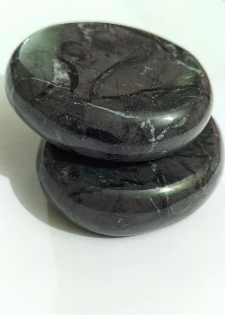 Black Onyx Hot Stone Massage Rocks, Set of 2, for Home Therapy and Professionals