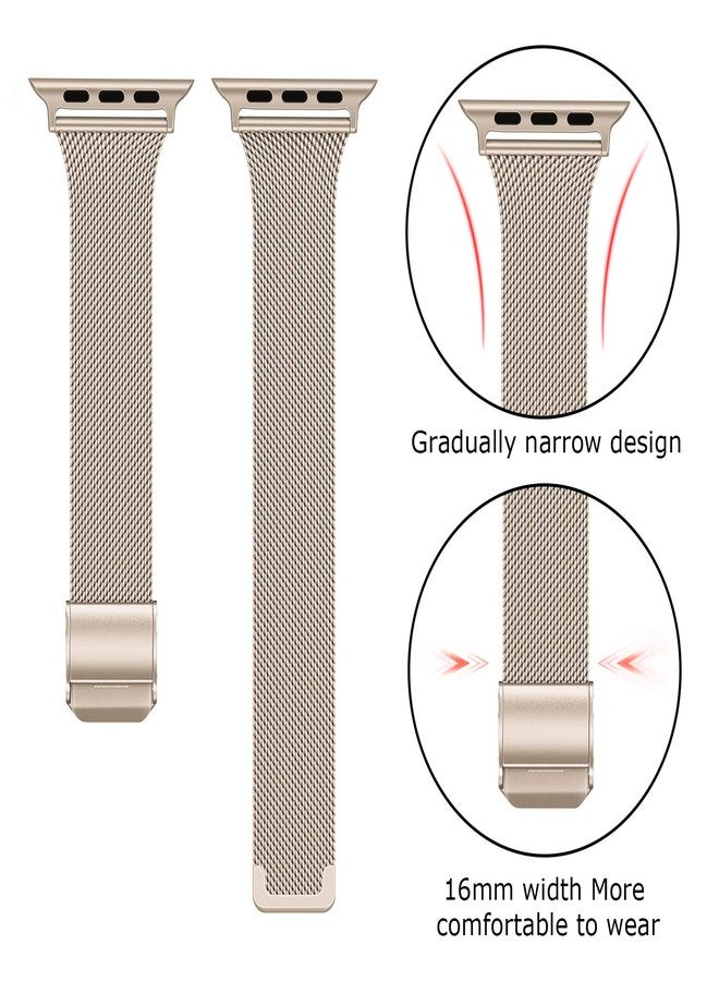 SWEES Compatible with Apple Watch Bands 38mm 40mm 41mm 42mm(Series 10) 46mm 45mm 44mm 42mm(Series 1/2/3), Stainless Steel Metal Narrow Slim Thin Replacement Compatible for iWatch Series 10 9 8 7 6 5 4 3 2 1 SE Women - Image 3