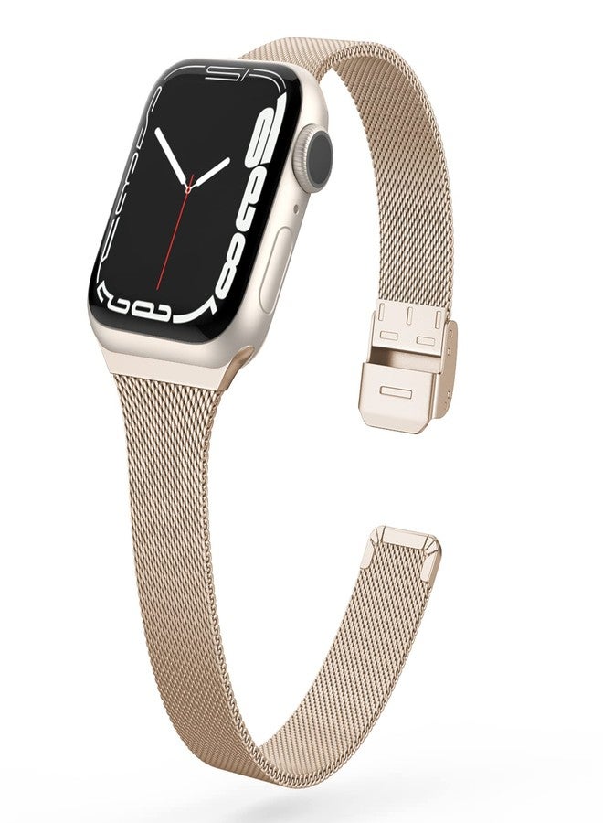 SWEES Compatible with Apple Watch Bands 38mm 40mm 41mm 42mm(Series 10) 46mm 45mm 44mm 42mm(Series 1/2/3), Stainless Steel Metal Narrow Slim Thin Replacement Compatible for iWatch Series 10 9 8 7 6 5 4 3 2 1 SE Women - Image 1