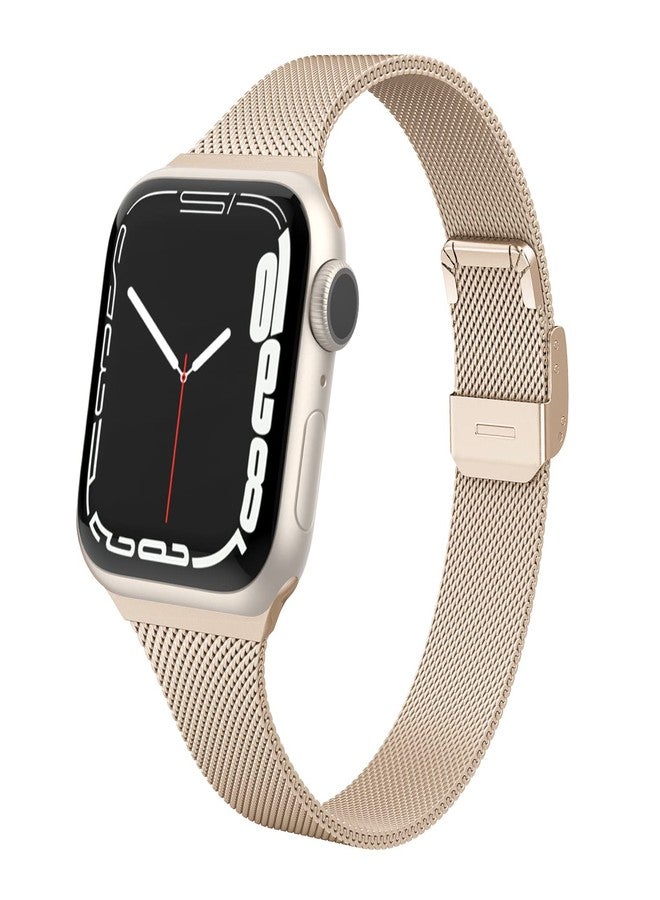SWEES Compatible with Apple Watch Bands 38mm 40mm 41mm 42mm(Series 10) 46mm 45mm 44mm 42mm(Series 1/2/3), Stainless Steel Metal Narrow Slim Thin Replacement Compatible for iWatch Series 10 9 8 7 6 5 4 3 2 1 SE Women - Image 2