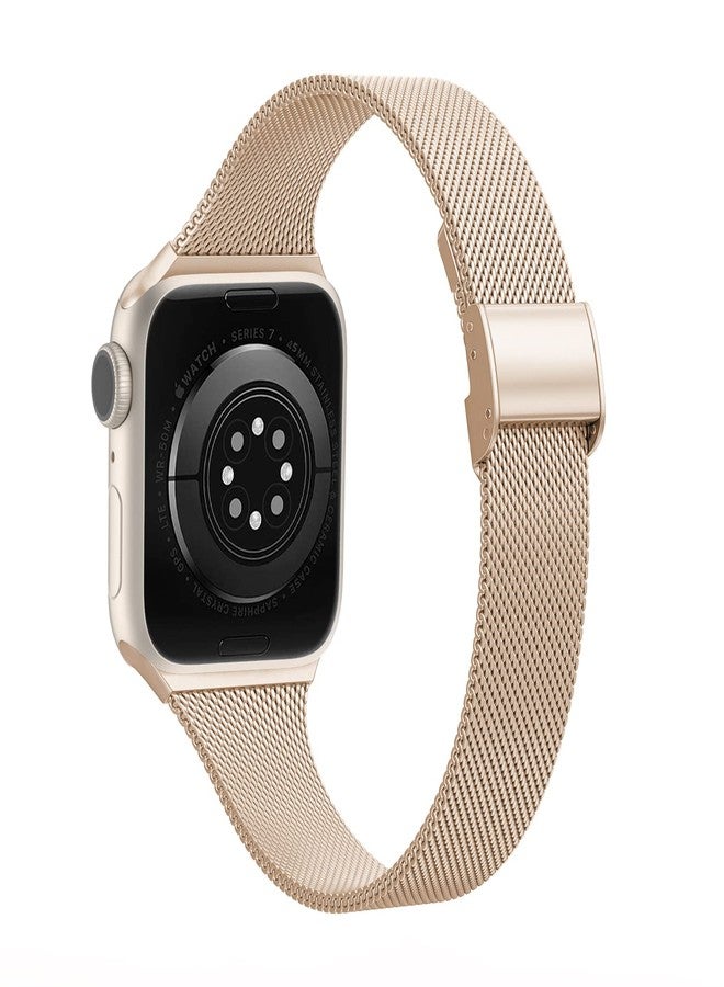 SWEES Compatible with Apple Watch Bands 38mm 40mm 41mm 42mm(Series 10) 46mm 45mm 44mm 42mm(Series 1/2/3), Stainless Steel Metal Narrow Slim Thin Replacement Compatible for iWatch Series 10 9 8 7 6 5 4 3 2 1 SE Women - Image 4