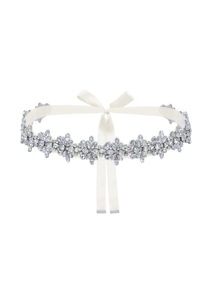 KASTWAVE Rhinestone Bridal Belt Sashes for Women's Dresses, Diamond Wedding Belts Sash Ribbons - Image 1