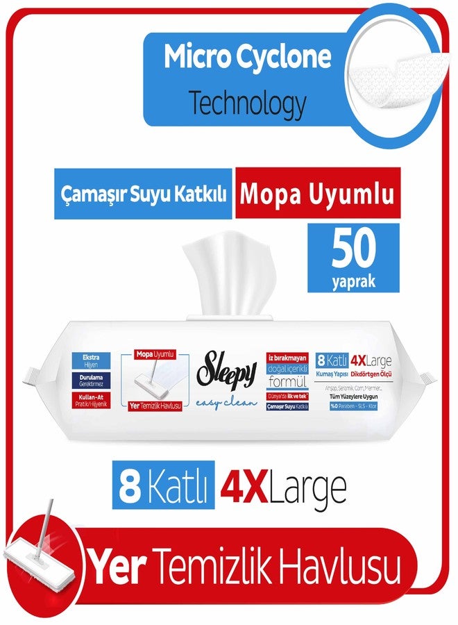 Sleepy Easy Clean MOP Disposable Floor Cleaning Towel, 50 Mop Compatible Wipes (PIN BLUE) - Image 2
