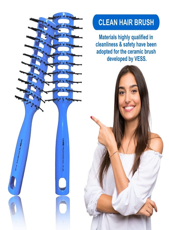 VESS Styling Ceramic Hair Brush 9-row Round Type, for Bow and Styling Made in Japan (No.80 Blue) - Image 5