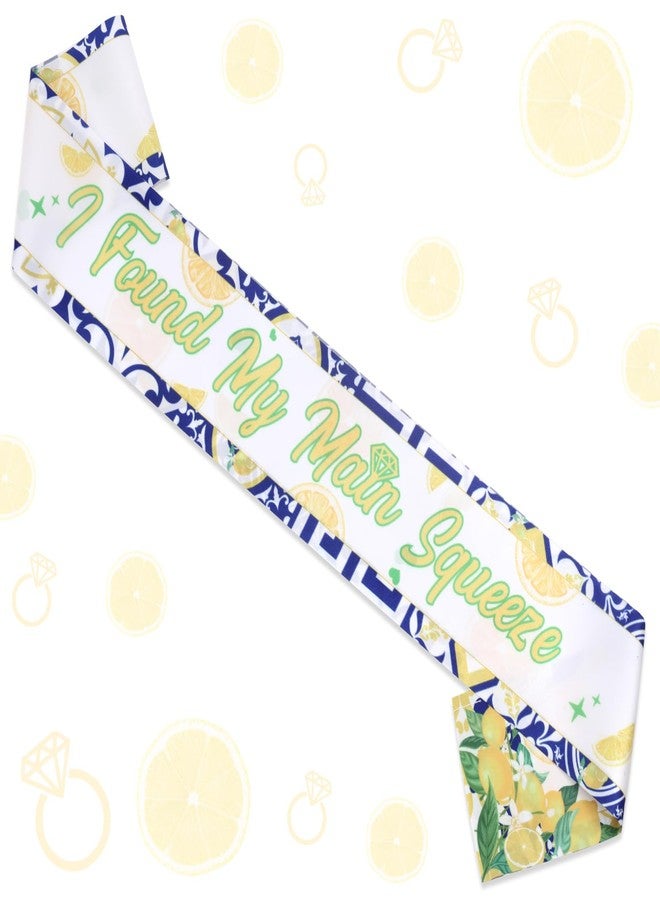 Serencatcher I Found My Main Squeeze Sash, Lemon Bridal Shower Decoration Yellow and Blue Lemon Bachelorette Sash for Women Bachelorette Bridal Shower Engagement Wedding Party - Image 1