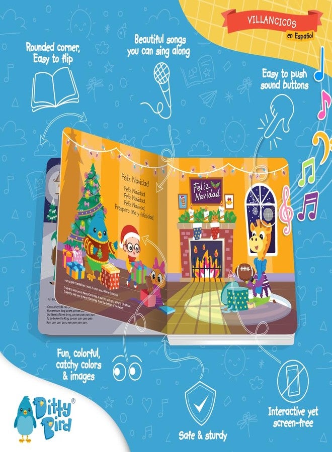 Ditty Bird Spanish Christmas Musical Book for Toddlers - Interactive Bilingual Sound Book with Jingle Bells & Holiday Songs for Babies 1-3 | Sturdy Baby Book & Xmas Music Toy - Image 3