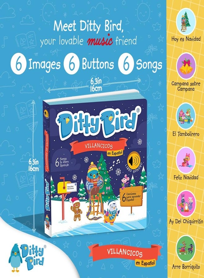 Ditty Bird Spanish Christmas Musical Book for Toddlers - Interactive Bilingual Sound Book with Jingle Bells & Holiday Songs for Babies 1-3 | Sturdy Baby Book & Xmas Music Toy - Image 2