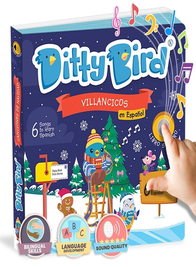 Ditty Bird Spanish Christmas Musical Book for Toddlers - Interactive Bilingual Sound Book with Jingle Bells & Holiday Songs for Babies 1-3 | Sturdy Baby Book & Xmas Music Toy - Image 1