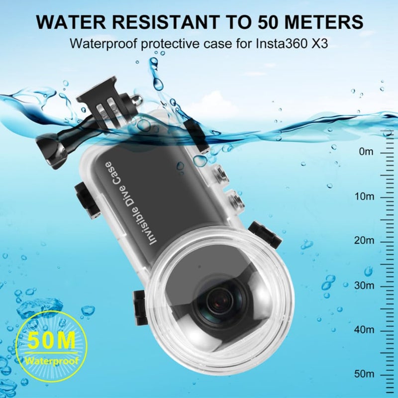 GetZget® Waterproof Invisible Diving Case for Insta360 One X3 Deep Dive Upto 50m Underwater Housing Accessories - Image 4