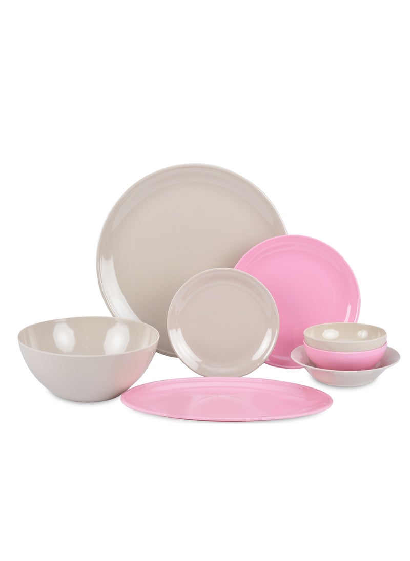 Inspire 27 Piece Melamine Set-White /Rose 
