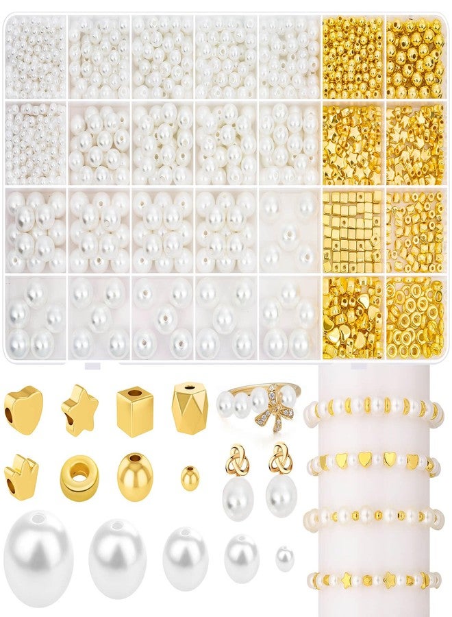 Audab طقم صنع الأساور أوداب، 1332 قطعة من خرز اللؤلؤ وخرز الفضاء الذهبي لصنع الأساور والمجوهرات للبالغين - Image 1
