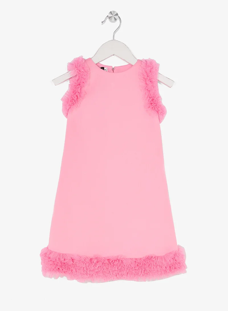 Little Golden Apple Little Cut Sleeve With Ruffle Dress