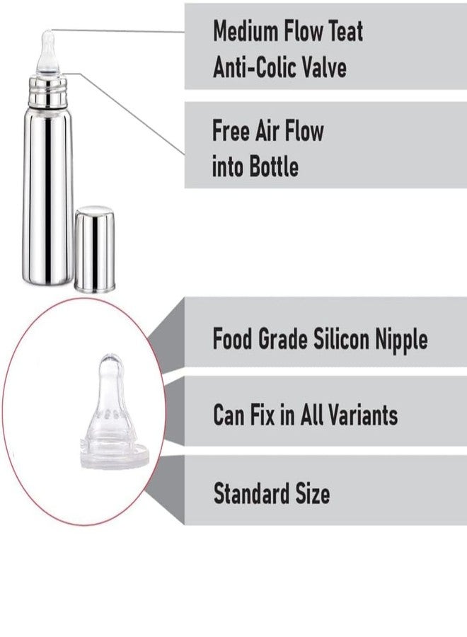 SEJASCOLLECTIONS Sejas Collections Amrita Stainless Steel Baby Feeding Bottle 250ml, Milk Feeding Bottle, Water and Juice Feeding Nipple Bottle,Standard, Amrita Baby Feeding Bottle 250ml - Image 2