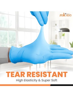 Zalcoon Zalcoon Nitrile Exam Gloves, Blue, Powder Free, Latex Free, Best for Restaurant, Saloon, Kitchen, Cleaning, Food Prep (5 Pack x 100 Pieces)  - Image 5