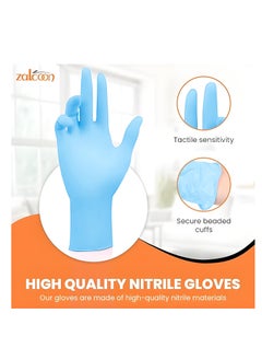 Zalcoon Zalcoon Nitrile Exam Gloves, Blue, Powder Free, Latex Free, Best for Restaurant, Saloon, Kitchen, Cleaning, Food Prep (5 Pack x 100 Pieces)  - Image 3