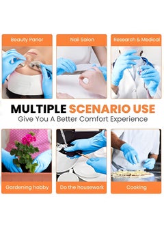 Zalcoon Zalcoon Nitrile Exam Gloves, Blue, Powder Free, Latex Free, Best for Restaurant, Saloon, Kitchen, Cleaning, Food Prep (5 Pack x 100 Pieces)  - Image 4