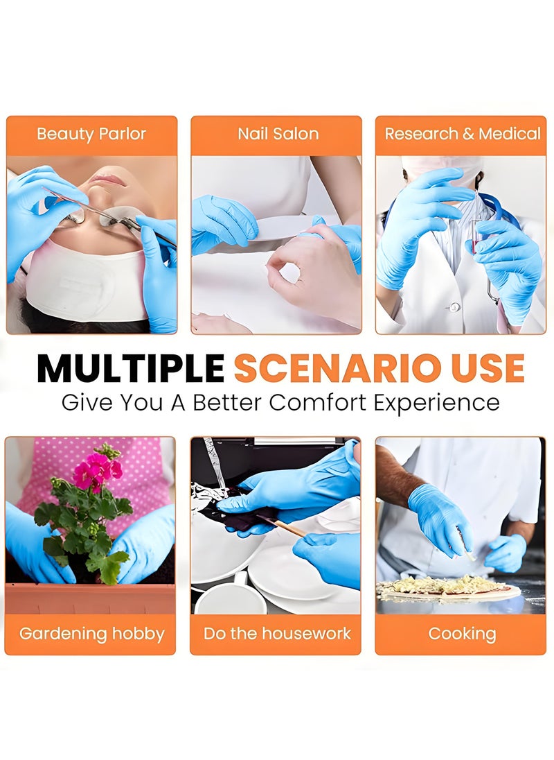 Zalcoon Zalcoon Nitrile Exam Gloves, Blue, Powder Free, Latex Free, Best for Restaurant, Saloon, Kitchen, Cleaning, Food Prep (5 Pack x 100 Pieces)  - Image 4