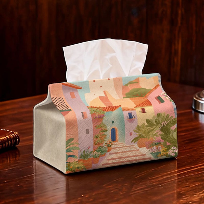 Ceramic Style Multifunctional Fabric Tissue Box Holder For Outdoor Parties Home Desk Bedroom Living Room And Car Use As Home Decor Model A - Image 1