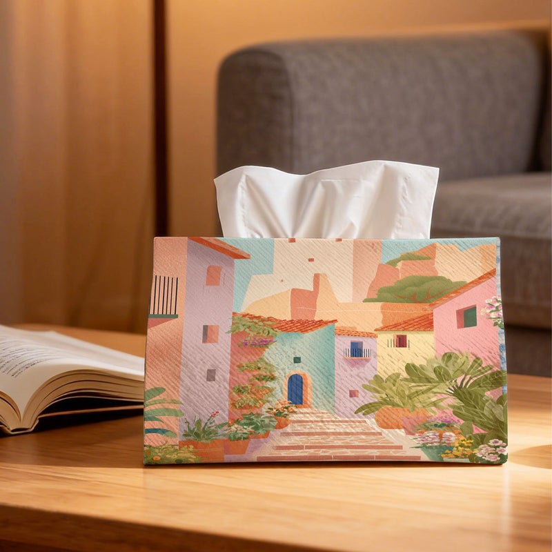 Ceramic Style Multifunctional Fabric Tissue Box Holder For Outdoor Parties Home Desk Bedroom Living Room And Car Use As Home Decor Model A - Image 2
