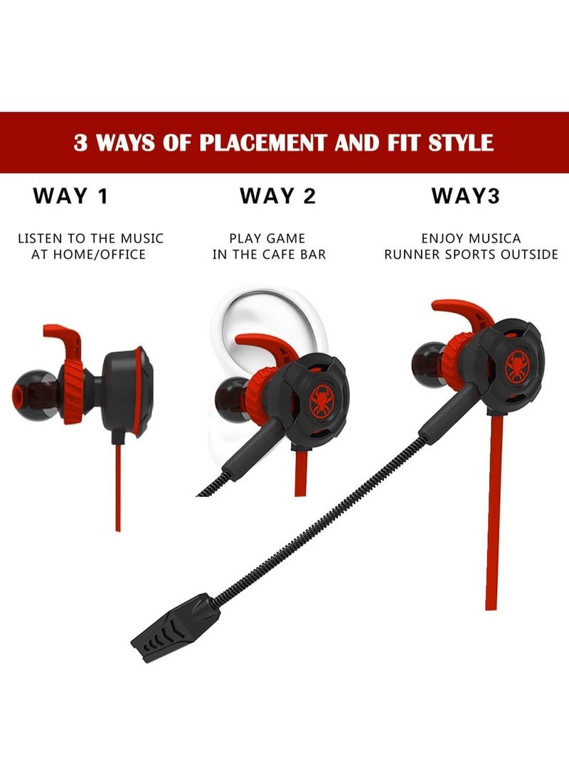 Plextone G30 Wired Earphones with Adjustable Microphone for PS4, Laptop, and Mobile Phones, with a Stylish and Soft Portable Headphone Case, and Built-in Controls for Hands-Free Calling (Red) - Image 2