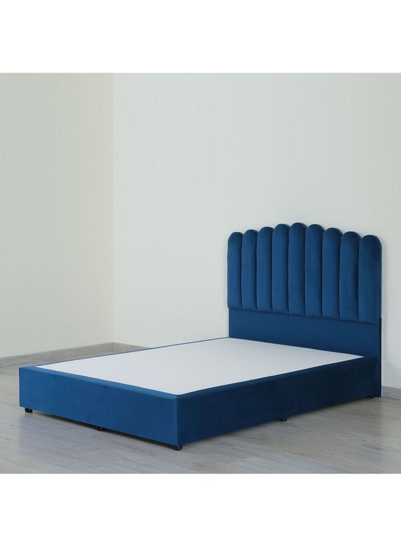 Karnak Almira Upholstered Velvet Bed Frame Bedroom Furniture Strong And Sturdy Modern Design Wooden Bed | Quiet & Comfortable Bed (EU - Double 140x200cm, Blue) - Image 4