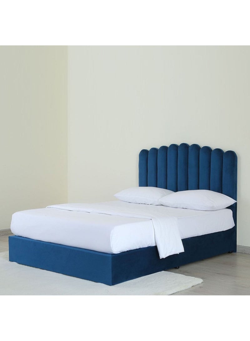 Karnak Almira Upholstered Velvet Bed Frame Bedroom Furniture Strong And Sturdy Modern Design Wooden Bed | Quiet & Comfortable Bed (EU - Double 140x200cm, Blue) - Image 3