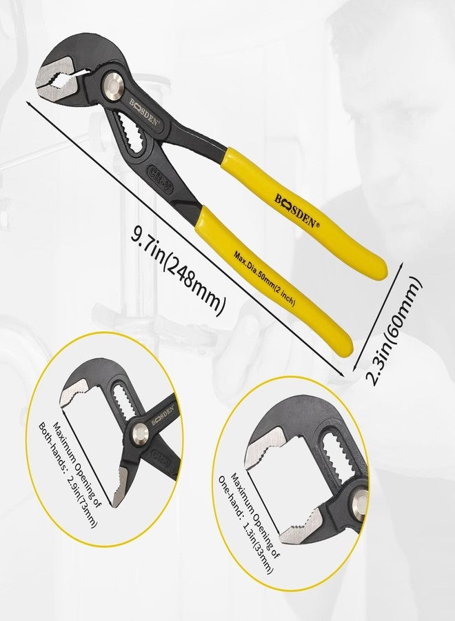 BOOSDEN Water Pump Pliers, BOOSDEN Slip Joint Pliers, 10 Inch Groove Joint Pliers, CRV Steel Wrench Pliers, Quick Adjust Tongue and Groove Pliers for Home Repair, Gripping, Nuts, Bolts, Pipe & Fittings - Image 2