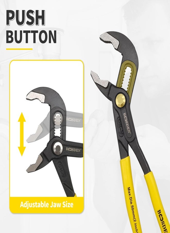BOOSDEN Water Pump Pliers, BOOSDEN Slip Joint Pliers, 10 Inch Groove Joint Pliers, CRV Steel Wrench Pliers, Quick Adjust Tongue and Groove Pliers for Home Repair, Gripping, Nuts, Bolts, Pipe & Fittings - Image 4