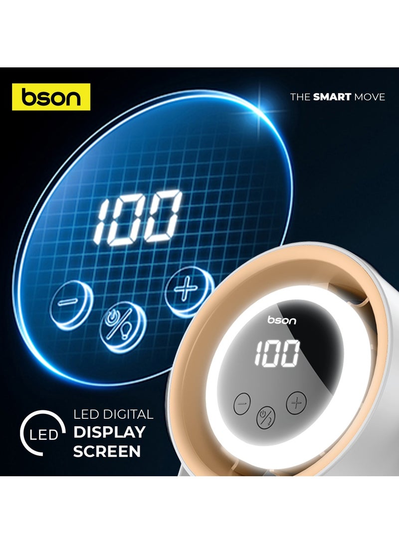 BSON Halo Breeze 2 in 1 Cooling Fan - Silent Air Circulator with Night Light, 5 Wind Speeds, LED Display, 360° Rotation, Wall Mounted & Hanging Style for Bedroom, Office, Home Use - Image 4