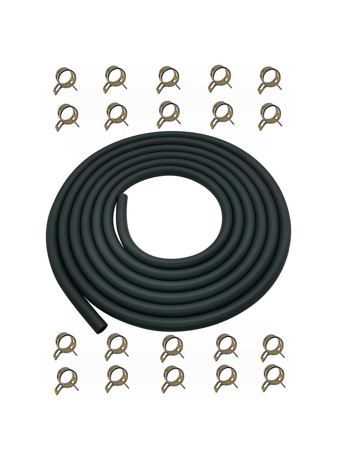 10 Feet 1/4 Inch ID Fuel Line Hose Small Gas Diesel Powersports Engines and Generators w/ 20 Clamp Rubber Black (Material : A) - Image 1