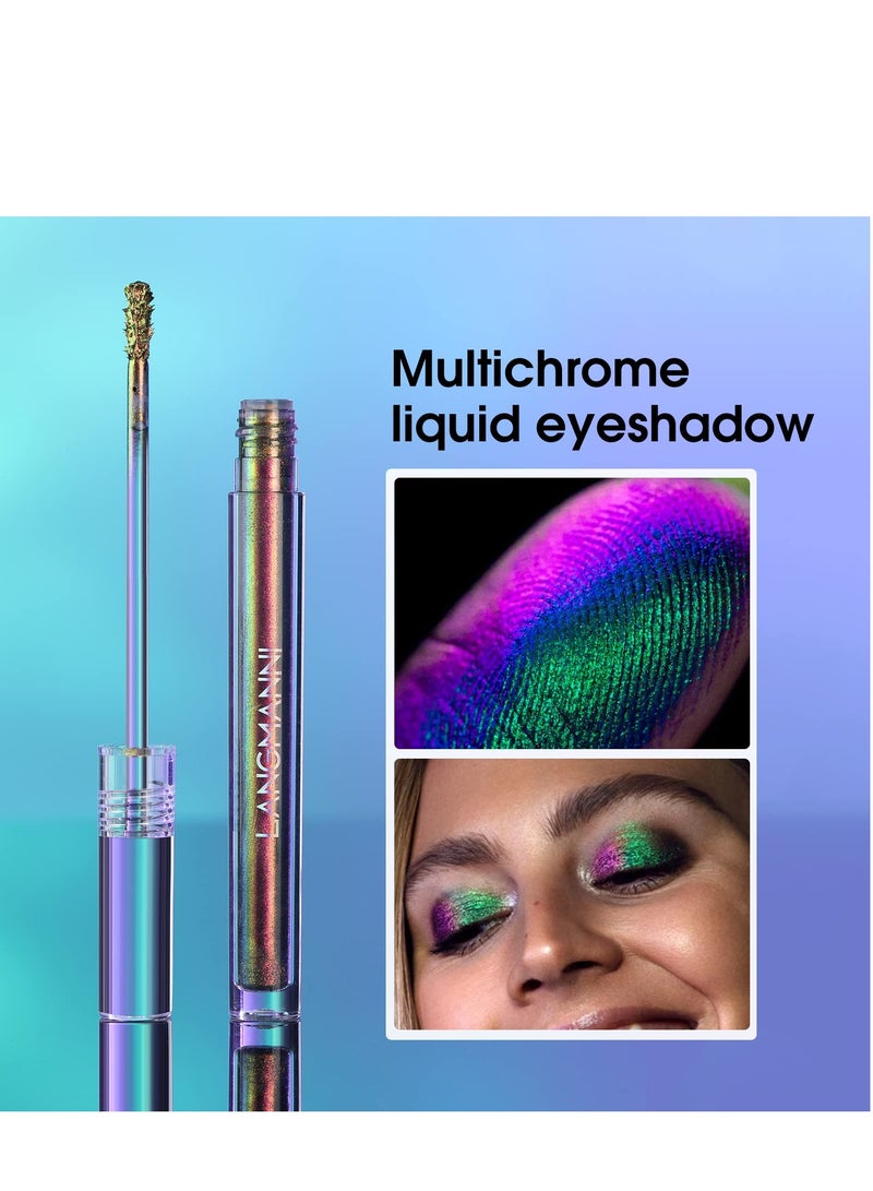 3 Pcs Multicolor Eyeshadow, 3 Color Metallic Liquid Chameleon Eyeshadow Multidimensional Eye Makeup Long Lasting Holographic Glitter Waterproof and Long Lasting Crease-Free Eyeshadow Makeup Gift Set - Image 3