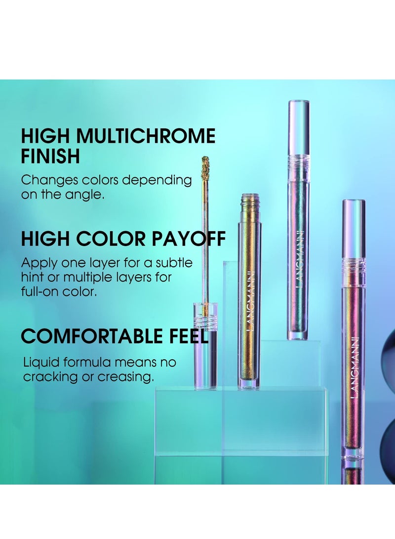 3 Pcs Multicolor Eyeshadow, 3 Color Metallic Liquid Chameleon Eyeshadow Multidimensional Eye Makeup Long Lasting Holographic Glitter Waterproof and Long Lasting Crease-Free Eyeshadow Makeup Gift Set - Image 5