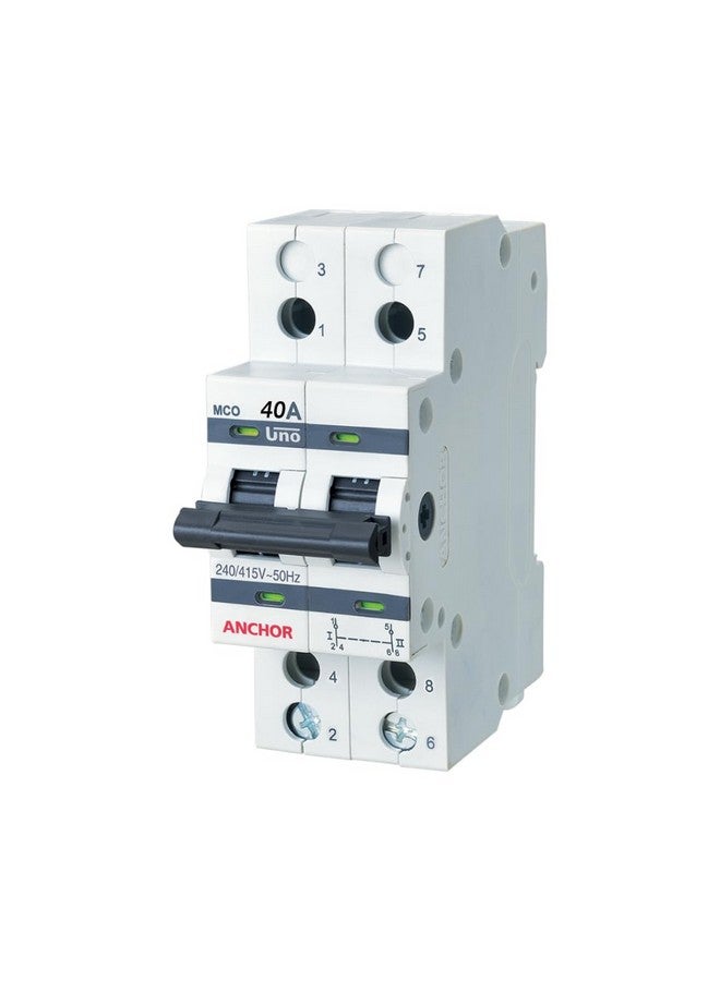 Anchor by Panasonic 98083 UNO Series 40 Ampere Dual Pole Change Over Switch Circuit Breaker Safe Reliable Protection (White) - Image 1