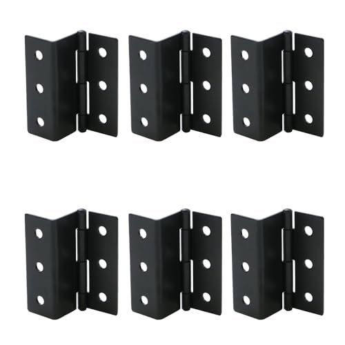 Tsnamay 6Pcs 3" Half-Surface Hinges Chest Hinges,1.8mm Thickness Bending Black Semi-Concealed Three Fold Retro Hinge - Image 1