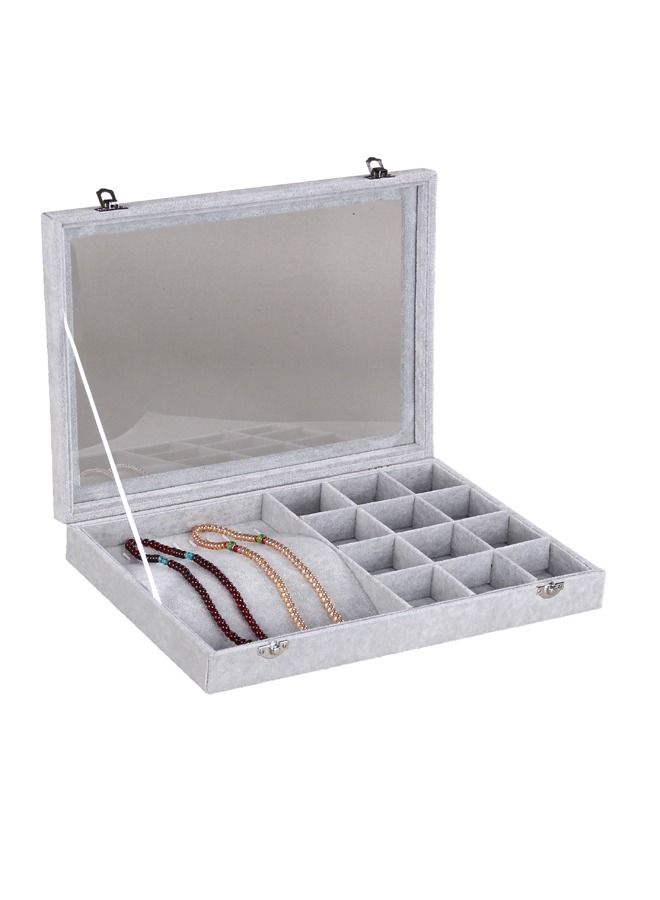 PADOM صينية مجوهرات بادوم، منظم مجوهرات متعدد الوظائف مع غطاء وقفل للخاتم والقرط والقرط والقلادة والسوار والساعة وصينية عرض مجوهرات مخملية ناعمة (مجموعة قلادات مكونة من 12 شبكة) - Image 3