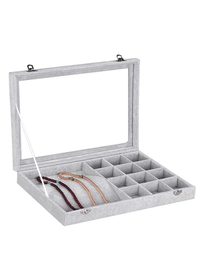 PADOM صينية مجوهرات بادوم، منظم مجوهرات متعدد الوظائف مع غطاء وقفل للخاتم والقرط والقرط والقلادة والسوار والساعة وصينية عرض مجوهرات مخملية ناعمة (مجموعة قلادات مكونة من 12 شبكة) - Image 1