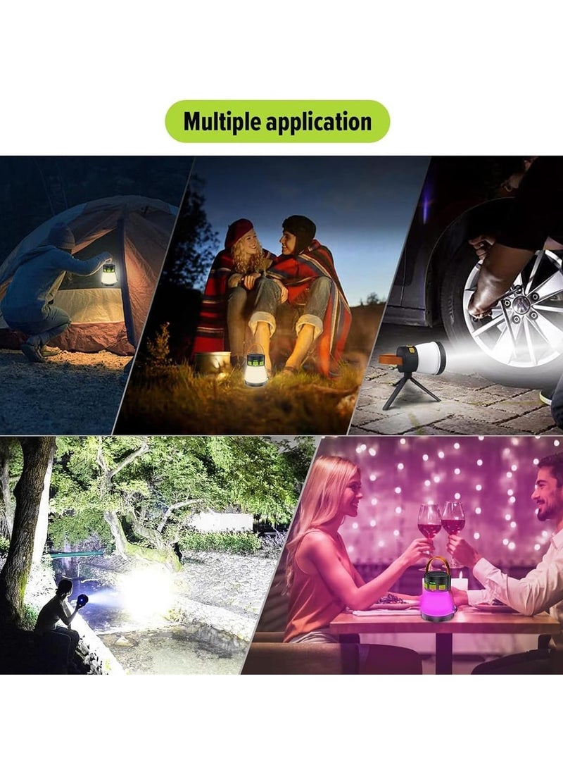 KASTWAVE - LED Camping Lantern, with Solar Panel Charging, 8 Light Modes Waterproof 7500mAh Power Bank, Portable with Hook Solar Tent Lamp, Camping Lantern, Rechargeable RGB Night Light for Hiking Outdoor - Image 1