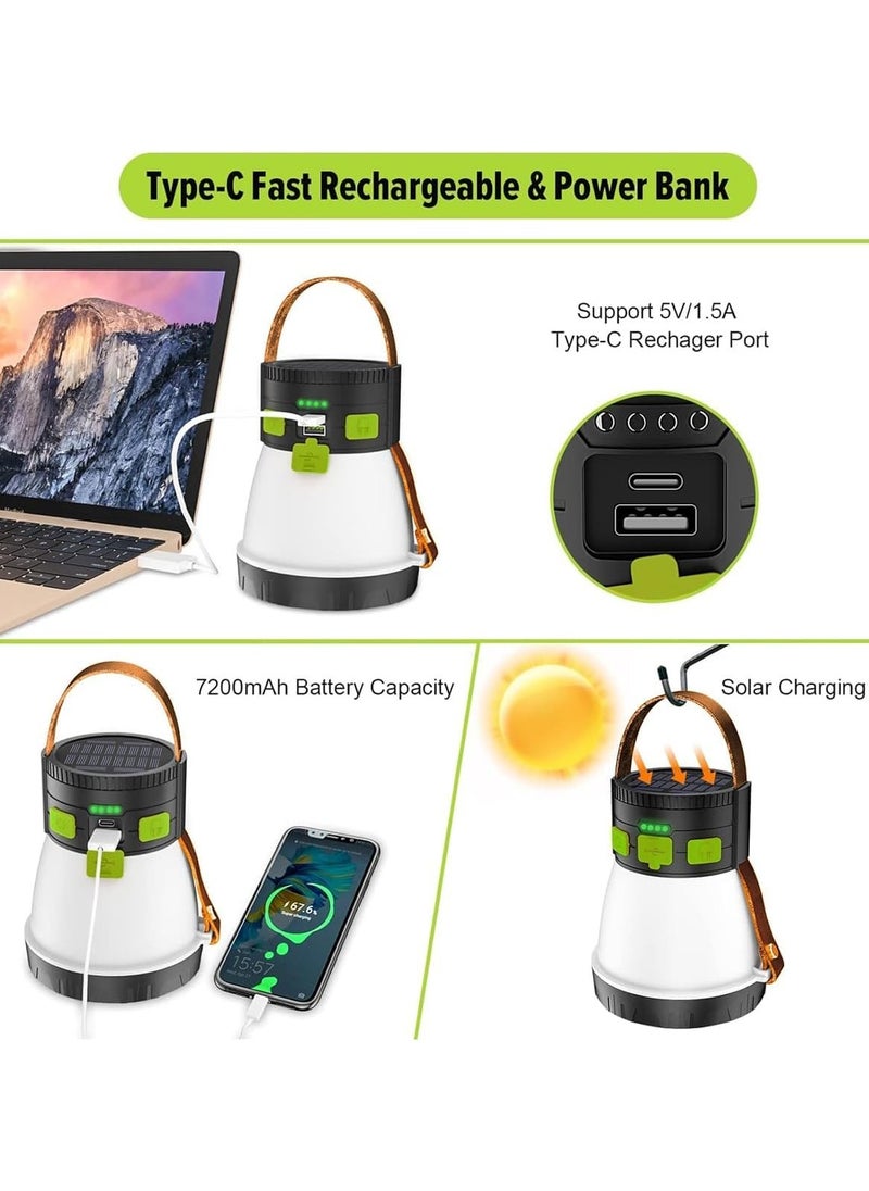 KASTWAVE - LED Camping Lantern, with Solar Panel Charging, 8 Light Modes Waterproof 7500mAh Power Bank, Portable with Hook Solar Tent Lamp, Camping Lantern, Rechargeable RGB Night Light for Hiking Outdoor - Image 1