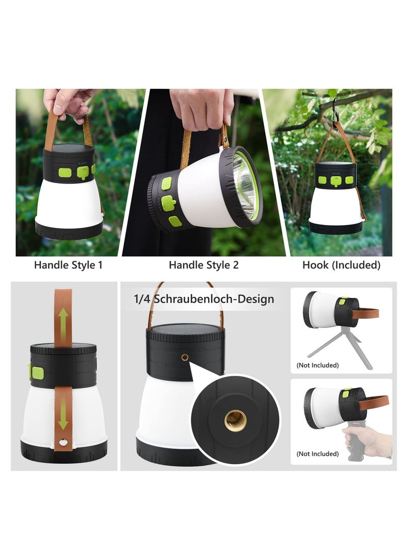 KASTWAVE - LED Camping Lantern, with Solar Panel Charging, 8 Light Modes Waterproof 7500mAh Power Bank, Portable with Hook Solar Tent Lamp, Camping Lantern, Rechargeable RGB Night Light for Hiking Outdoor - Image 1