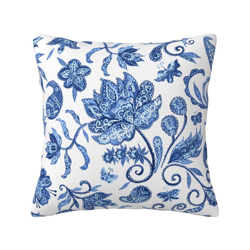 CALHogar Blue and White Pillow CoverChinoiserie DecorChinoiserie PillowCoastal Grandma DecorGrand Millenial DecorBlue PillowsPaisley Pillow Cover18  18 Inches