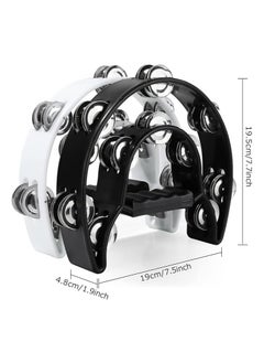 Generic Handheld Tambourine, Rattle with Double Row Large Half Moon Handheld 2PCS Metal Jingles Tambourine for Adults Games Party 