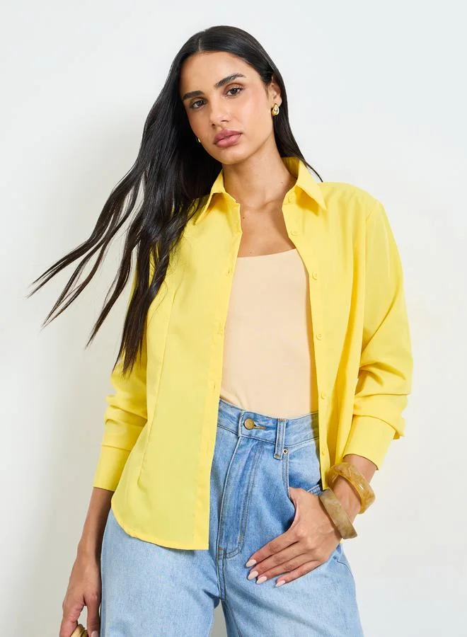 تايك تو Yellow Long Sleeve Button-Up Shirt