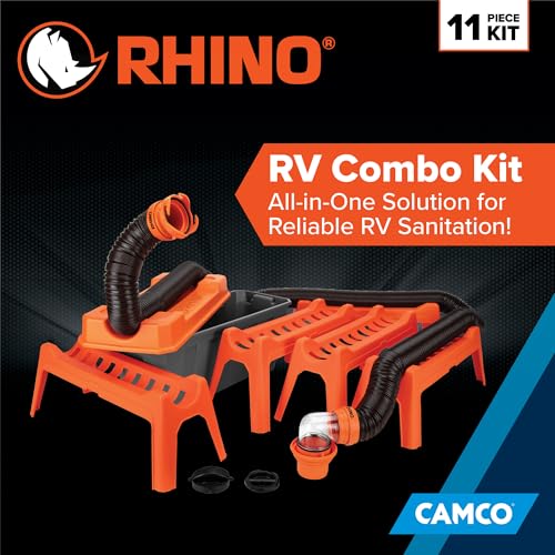 Camco Rhino Ultimate 20' RV Sewer Hose Kit — All-in-One Sewer Hose Solution — 11-Piece Combo Kit Includes Storage Box for Nesting Support & Camper Organization (43075) - Image 2