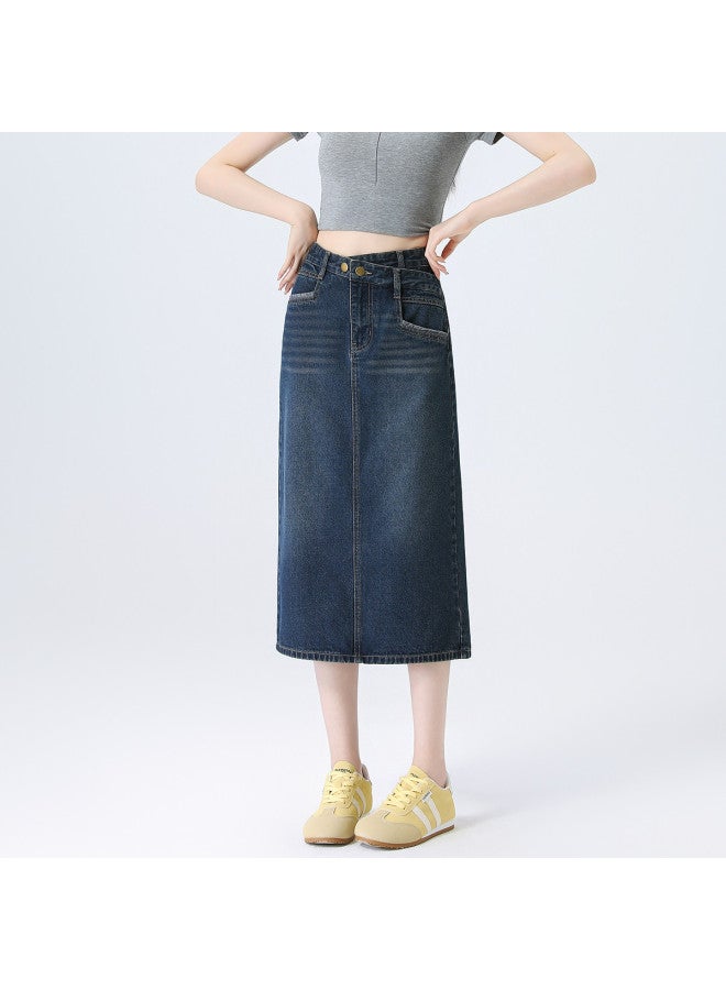 EPTISON تنورة جينز ريترو صيفية للنساء بتصميم A-line عالي الجودة، خصر عالي، شق، بطول ميدي - Image 3