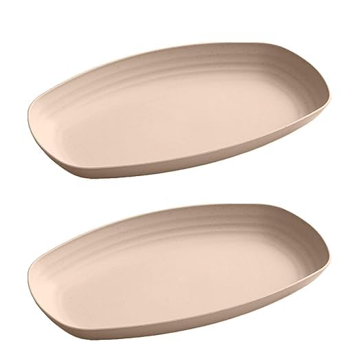 Takositio Wheat Straw Serving Plate Dinnerware Dishes Set for Kitchen Salad Plates Set Rectangular Dessert Plates for Sushi, Appetizer, Cake Microwave & Oven Safe (Beige, Pack of 2) - Image 1