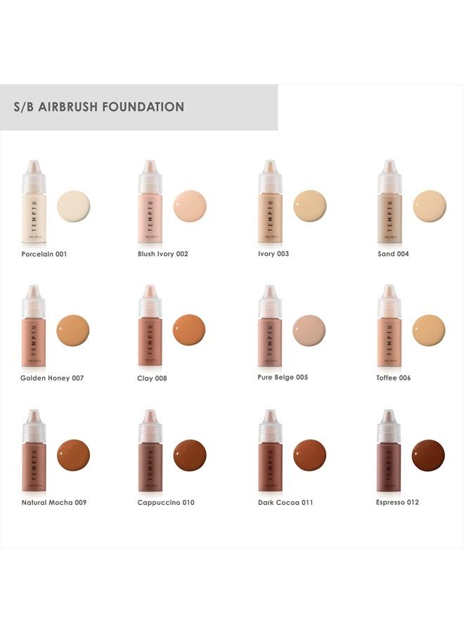 TEMPTU S/B Foundation 12 Piece Starter Set, ¼ oz Bottles, Water-Resistant, Blendable - Professional, Natural Makeup Kit for Airbrush, Sponge Application - Premium, Long-Lasting Airbrush Cosmetics - Image 2