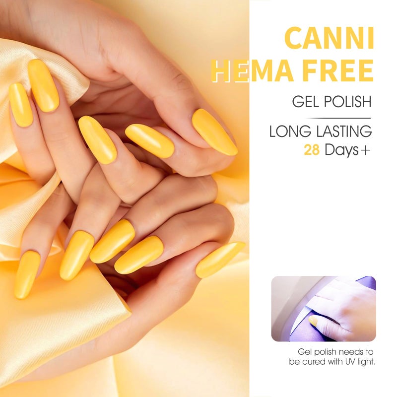 CANNI Neon Yellow Gel Polish - Bright Pastel Yellow Color, High Gloss Soak Off U V French Nail Manicure Salon DIY - Image 3