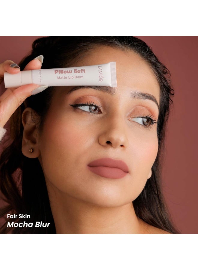 LAMIOR Pillow Soft Matte Lip Balm & Snap Pout Case Combo | Velvet Matte Tinted Color | Peptide, Hyaluronic Acid & Kokum Butter | Soft-Focus Finish | Lightweight Hydrating Formula for Women (Mocha Blur, Lamior Pink) - Image 3