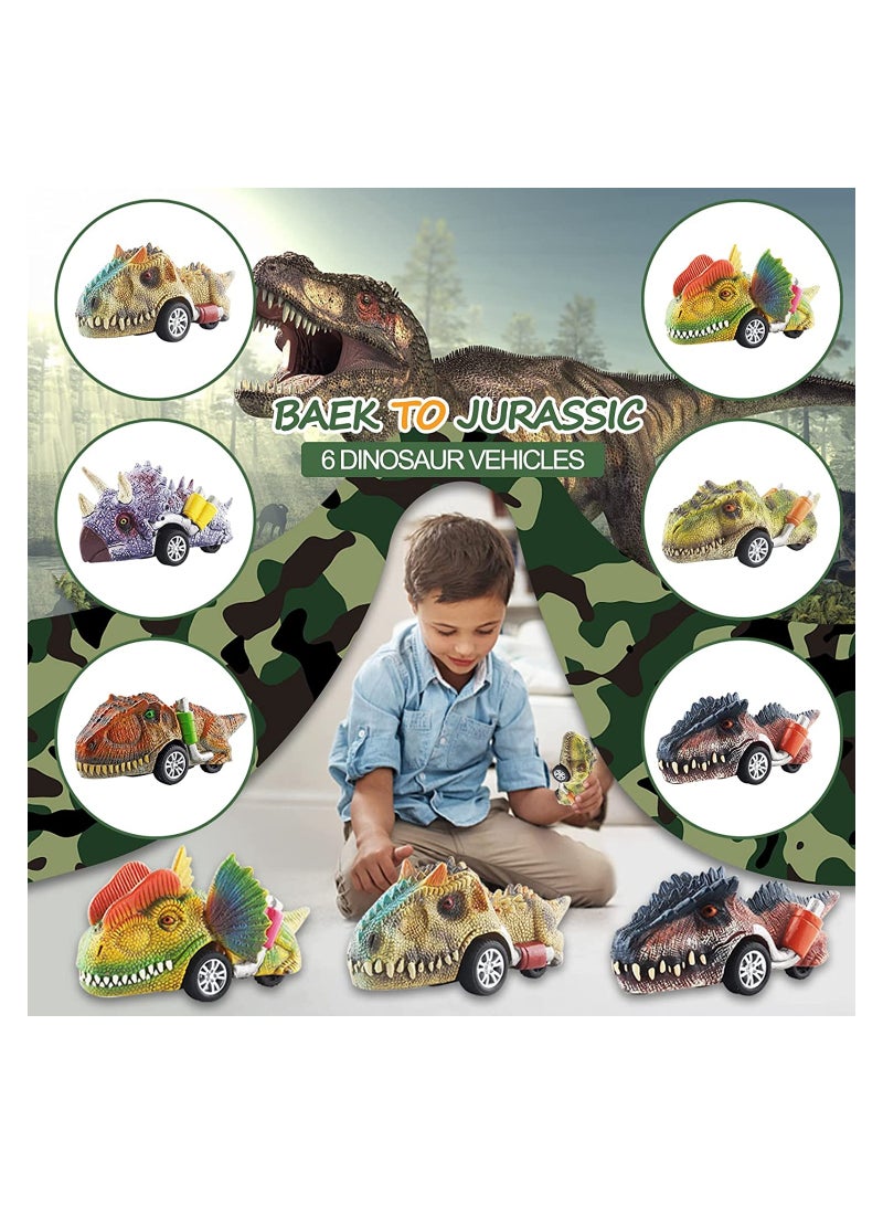 KASTWAVE SYOSI Dinosaur Toys for Kids, 6 Pcs Dinosaur Pull Back Cars, Kids Toys Dinosaur Toys for Boys and Girls - Image 5
